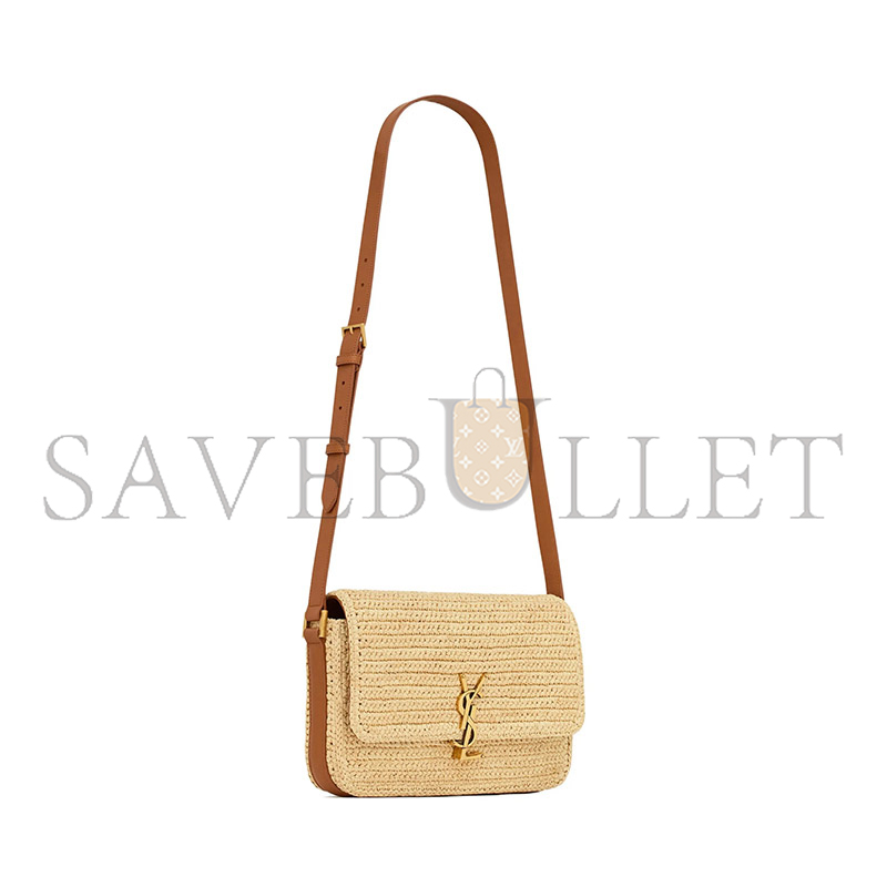 YSL SOLFERINO MEDIUM SATCHEL IN RAFFIA AND LEATHER 751506GAABN2080 (23*16*6cm)
